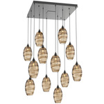 Ellisse Square Multi Light Pendant - Matte Black / Optic Bronze