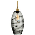 Ellisse Pendant - Gilded Brass / Optic Smoke