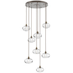 Coppa Round Multi Light Pendant - Flat Bronze / Optic Clear