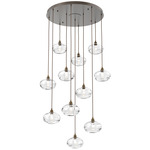Coppa Round Multi Light Pendant - Flat Bronze / Optic Clear