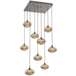 Coppa Square Multi Light Pendant - Flat Bronze / Optic Bronze