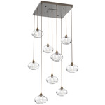 Coppa Square Multi Light Pendant - Flat Bronze / Optic Clear