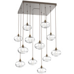 Coppa Square Multi Light Pendant - Flat Bronze / Optic Clear