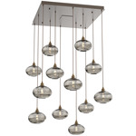 Coppa Square Multi Light Pendant - Flat Bronze / Optic Smoke