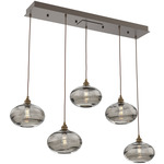 Coppa Linear Multi Light Pendant - Flat Bronze / Optic Smoke