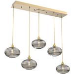 Coppa Linear Multi Light Pendant - Gilded Brass / Optic Smoke