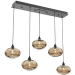 Coppa Linear Multi Light Pendant - Matte Black / Optic Bronze