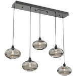 Coppa Linear Multi Light Pendant - Matte Black / Optic Smoke