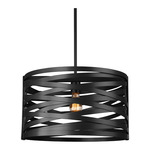 Tempest Drum Pendant - Matte Black / No Glass