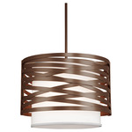 Tempest Linen Drum Pendant - Flat Bronze / White Linen