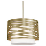 Tempest Linen Drum Pendant - Gilded Brass / White Linen