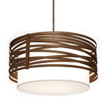 Tempest Linen Drum Pendant - Flat Bronze / White Linen