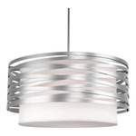 Tempest Linen Drum Pendant - Beige Silver / White Linen