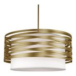 Tempest Linen Drum Pendant - Gilded Brass / White Linen