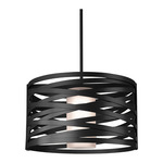 Tempest Drum Pendant - Matte Black / Frosted Glass