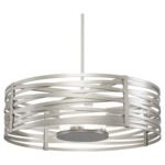 Tempest Big Drum Pendant - Metallic Beige Silver / Frosted Glass