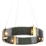 Parallel Ring Chandelier - Heritage Brass / Smoke Granite