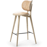 High Stool with Backrest - Matte Lacquered Oak / Natural