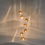 Mizu Round Multi Light Pendant - White / Champagne