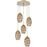 Ellisse Round Multi Light Pendant - Gilded Brass / Optic Bronze