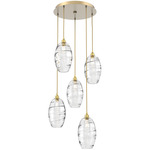 Ellisse Round Multi Light Pendant - Gilded Brass / Optic Clear
