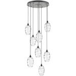 Ellisse Round Multi Light Pendant - Matte Black / Optic Clear