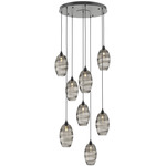 Ellisse Round Multi Light Pendant - Matte Black / Optic Smoke
