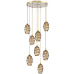 Ellisse Round Multi Light Pendant - Gilded Brass / Optic Bronze