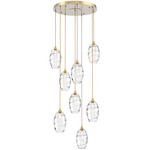 Ellisse Round Multi Light Pendant - Gilded Brass / Optic Clear