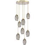 Ellisse Round Multi Light Pendant - Gilded Brass / Optic Smoke