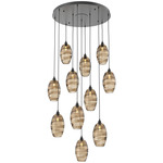 Ellisse Round Multi Light Pendant - Matte Black / Optic Bronze