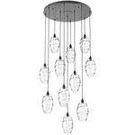 Ellisse Round Multi Light Pendant - Matte Black / Optic Clear