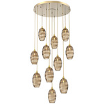 Ellisse Round Multi Light Pendant - Gilded Brass / Optic Bronze