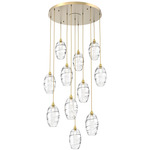 Ellisse Round Multi Light Pendant - Gilded Brass / Optic Clear