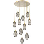 Ellisse Round Multi Light Pendant - Gilded Brass / Optic Smoke