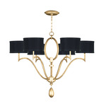 Allegretto Tall Chandelier - Black / Gold Leaf