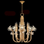 Azu Tall Chandelier - Gold Leaf / Crystal