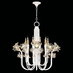 Azu Tall Chandelier - White Gesso / Crystal