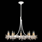 Azu Low Chandelier - White Gesso / Crystal