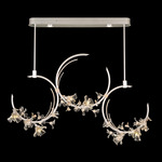 Azu Linear Chandelier - Silver Leaf / Crystal