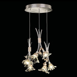 Azu Multi Light Pendant - Silver Leaf / Crystal