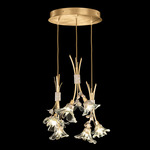 Azu Multi Light Pendant - Gold Leaf / Crystal