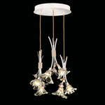 Azu Multi Light Pendant - White Gesso / Crystal