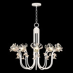 Azu Arc Chandelier - White Gesso / Crystal