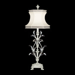 Beveled Arcs Slim Table Lamp - Silver Leaf / Off White