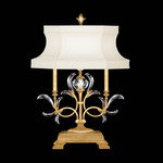 Beveled Arcs Wide Table Lamp - Gold Leaf / Off White