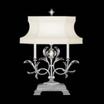 Beveled Arcs Wide Table Lamp - Silver Leaf / Off White