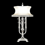 Beveled Arcs Candlestick Table Lamp - Silver Leaf / Off White