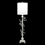 Crystal Laurel Cylinder Table Lamp - White / Silver Leaf