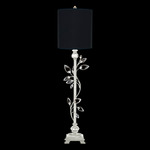 Crystal Laurel Cylinder Table Lamp - Black / Silver Leaf